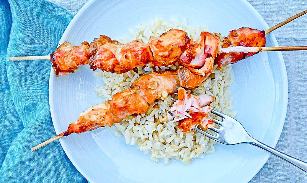 Salmon kebabs for kids and grown ups