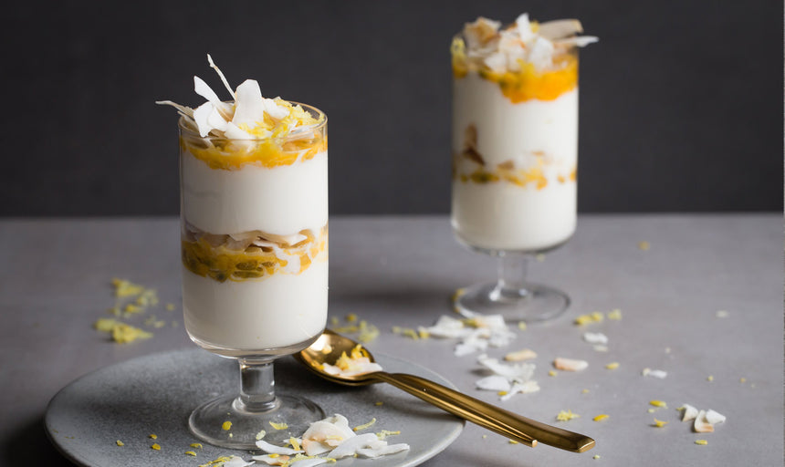 bare-biology-health-Valentine's Day passion fruit, lemon and coconut crunch parfait