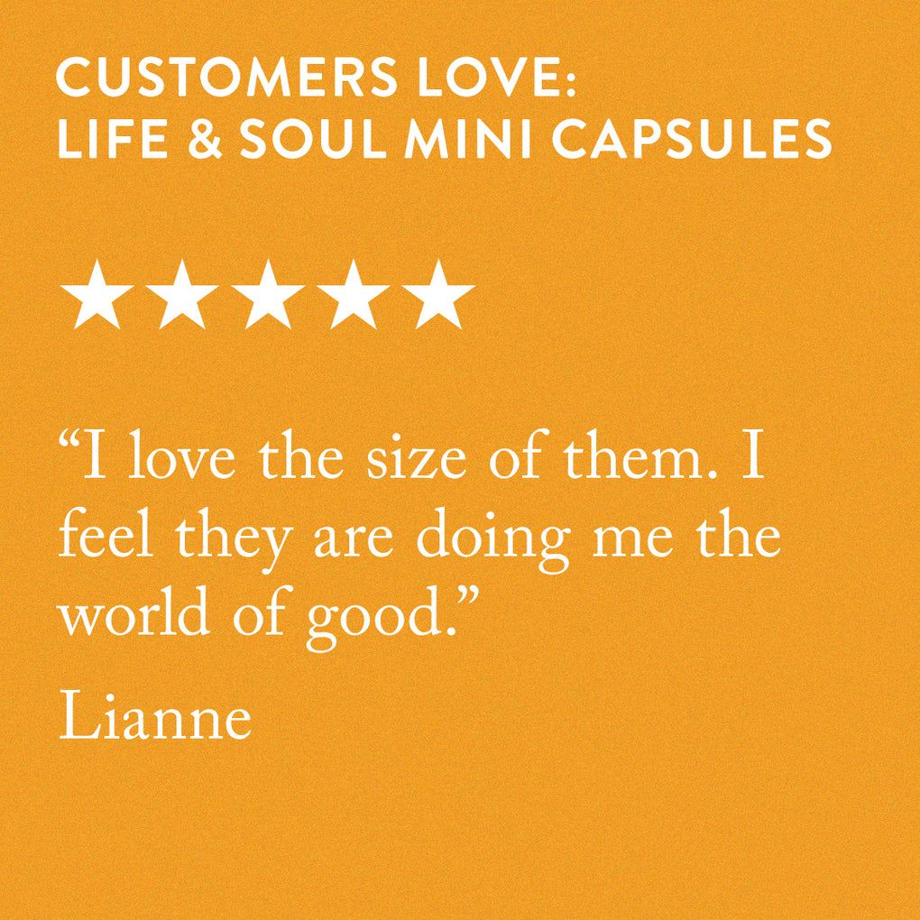 Bare Biology omega-3 mini capsules 5 star review by Lianne: I love the size of them. I feel they are doing me the world of good.