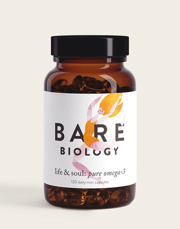 bare biology life & soul mini omega 3 capsules pack shot on white background